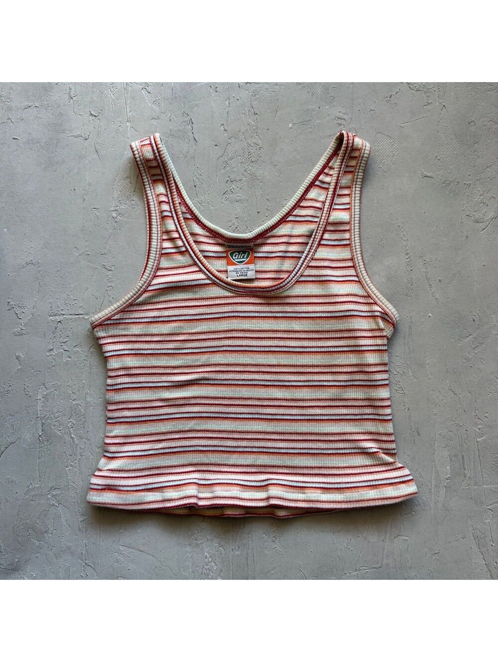 Vintage Y2K Women's Ribbed Striped Orange Cropped Tank Top